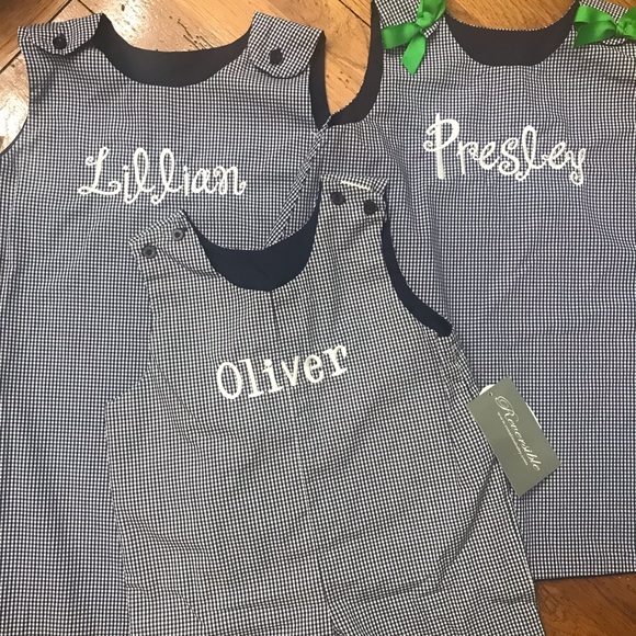 One Pieces Jon Jon Shortall Reversible Navy Gingham Check Custom